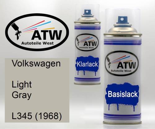 Volkswagen, Light Gray, L345 (1968): 400ml Sprühdose + 400ml Klarlack - Set, von ATW Autoteile West.